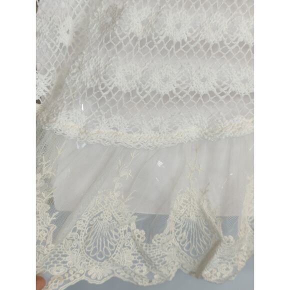Vintage Women's Havana Cream Floral Lace Sheer Top‎ MED Cottage Core Prairie - Picture 5 of 8
